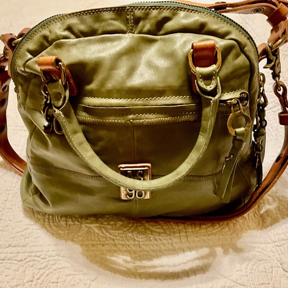 Free People AS98 Borse Green 100% Italian Leather Bag!